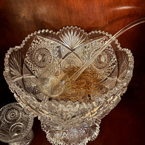 10" X 10" AMERICAN BRILLIANT CUT GLASS TWO PIECE PUNCH BOWL SET - P109