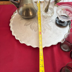 VINTAGE BARWARE GROUPING (SMOKED GLASS PITCHER SET AND MORE) - P113