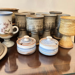 VINTAGE POTTERY GROUPING (WINE CHALICES AND MORE) - P116