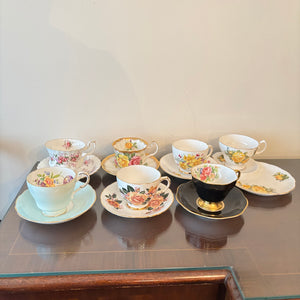 VINTAGE TEACUPS AND SAUCERS (LAVENDER ROSE AND MORE) - P120