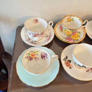 VINTAGE TEACUPS AND SAUCERS (LAVENDER ROSE AND MORE) - P120