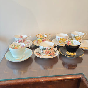 VINTAGE TEACUPS AND SAUCERS (LAVENDER ROSE AND MORE) - P120