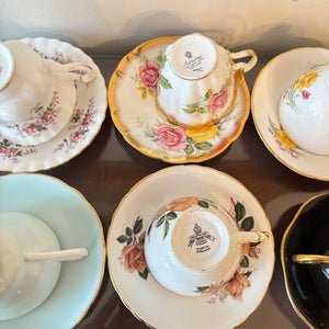 VINTAGE TEACUPS AND SAUCERS (LAVENDER ROSE AND MORE) - P120