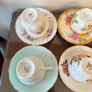 VINTAGE TEACUPS AND SAUCERS (LAVENDER ROSE AND MORE) - P120
