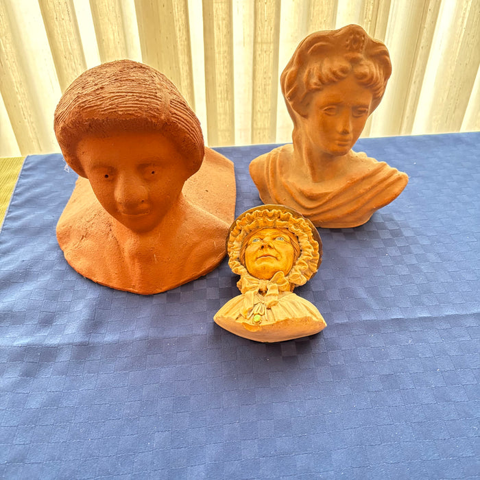 VINTAGE BUSTS AND STONEWARE WALL HANGING - P126