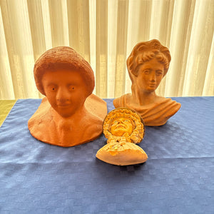 VINTAGE BUSTS AND STONEWARE WALL HANGING - P126