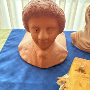VINTAGE BUSTS AND STONEWARE WALL HANGING - P126