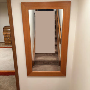 49” x 27.5” Teak Framed Mid Century Modern Wall Mirror - M315