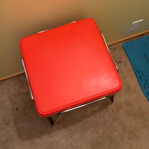 Set of 4 Bright Orange MCM Stacking Stools with Hairpin Legs - R319