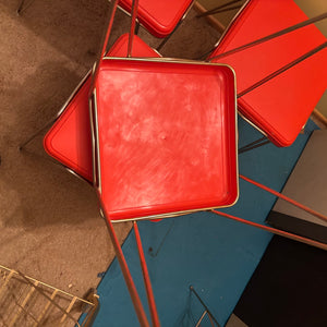 Set of 4 Bright Orange MCM Stacking Stools with Hairpin Legs - R319
