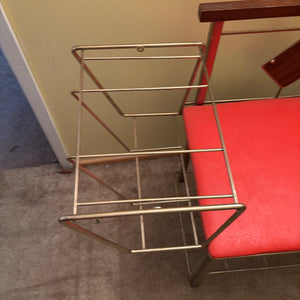 MCM Telephone Table with Brass Frame and Wood Details - R320