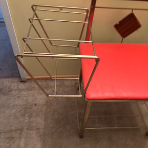 MCM Telephone Table with Brass Frame and Wood Details - R320