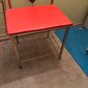 MCM Telephone Table with Brass Frame and Wood Details - R320