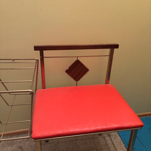 MCM Telephone Table with Brass Frame and Wood Details - R320