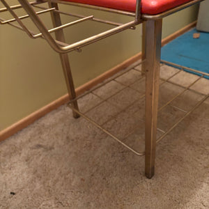 MCM Telephone Table with Brass Frame and Wood Details - R320