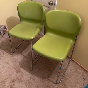 Set of 2 Green MCM Gerd Lang SWING SM400K Stacking Chairs - R323