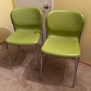 Set of 2 Green MCM Gerd Lang SWING SM400K Stacking Chairs - R323
