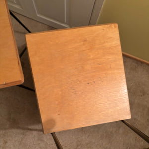 Set of 2 MCM Chairs with Cast Iron Frames with Hairpin Legs and Solid Wood Seats- R324