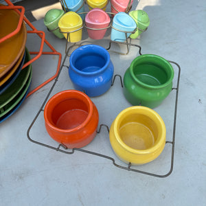 MCM Grouping (Porcelain Fondue Plates, Oxford Ware Pots and More) - R326