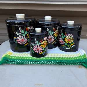 Vintage Ransburg Tin Cannister Set and 4 Placemats - R329