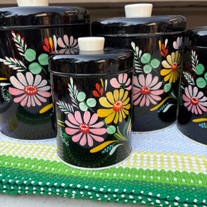 Vintage Ransburg Tin Cannister Set and 4 Placemats - R329