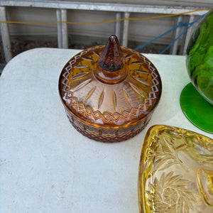 Brown, Amber and Green Vintage Glass Grouping - R338