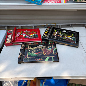 Set of 3 Vintage Wooden Asian Photo Albums (2 are music boxes) - R340