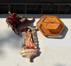 Vintage Grouping (Asian Chalkware Wall Hanging and More) - R376