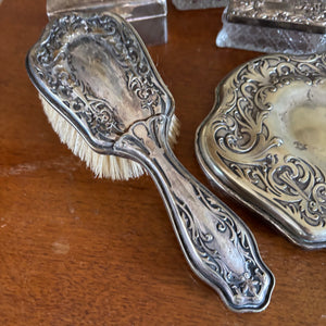 ANTIQUE DRESSING TABLE ITEMS (STAMPED SILVER AND MORE) - P341