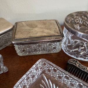ANTIQUE DRESSING TABLE ITEMS (STAMPED SILVER AND MORE) - P341