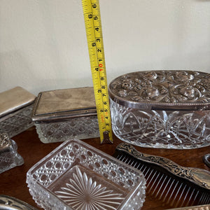 ANTIQUE DRESSING TABLE ITEMS (STAMPED SILVER AND MORE) - P341