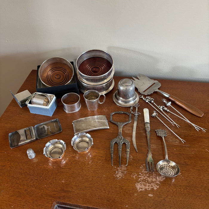 VINTAGE SILVER PLATED AND MORE GROUPING - P343