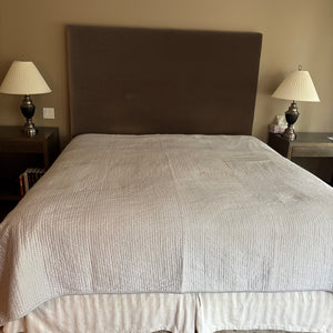 70” Tall King Size Grey/Brown Velvety Fabric Wall Mounted Headboard - M319