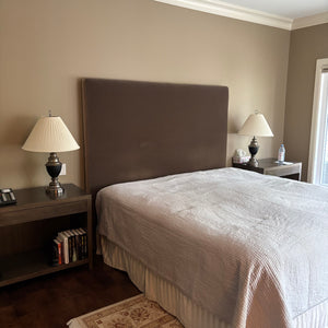 70” Tall King Size Grey/Brown Velvety Fabric Wall Mounted Headboard - M319