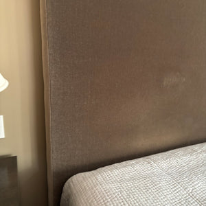 70” Tall King Size Grey/Brown Velvety Fabric Wall Mounted Headboard - M319