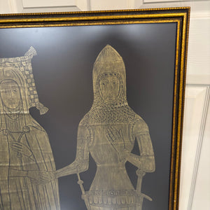42" x 36" Framed Sir Edward & Lady Elyne Cerne Brass Rubbing - M331