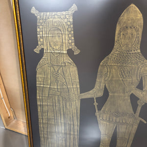 42" x 36" Framed Sir Edward & Lady Elyne Cerne Brass Rubbing - M331
