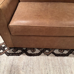 Like New Light Brown Leather Sofa with Queen Size Hide-a-bed - M343