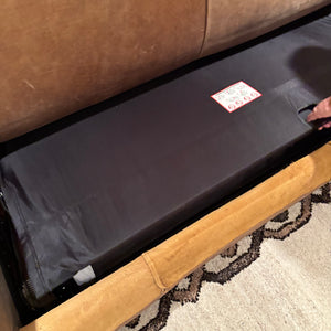 Like New Light Brown Leather Sofa with Queen Size Hide-a-bed - M343