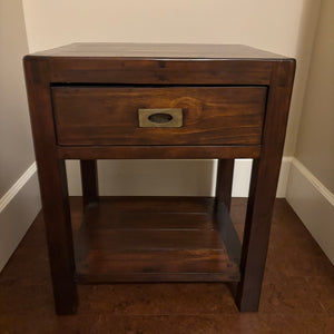 Like New La Hacienda Solid Wood Side Table with Single Drawer - M354