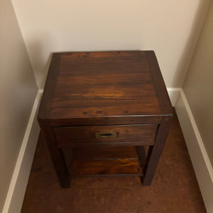 Like New La Hacienda Solid Wood Side Table with Single Drawer - M354