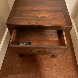 Like New La Hacienda Solid Wood Side Table with Single Drawer - M354