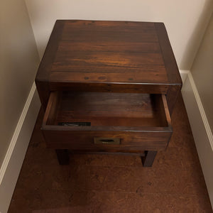 Like New La Hacienda Solid Wood Side Table with Single Drawer - M354