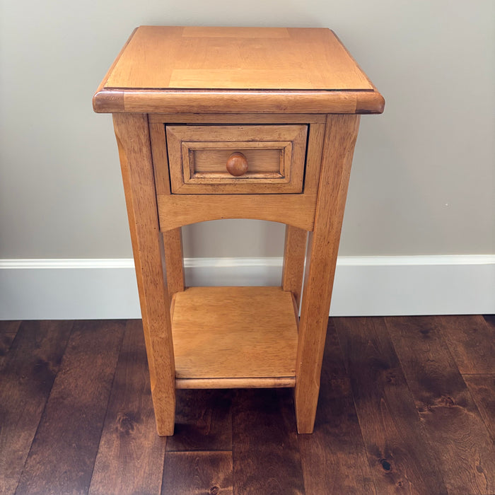 28” Tall Solid Wood Accent Stand/Table with Small Drawer - M358