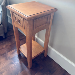 28” Tall Solid Wood Accent Stand/Table with Small Drawer - M358