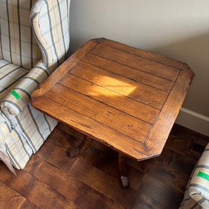 Solid Wood Accent Table with Plank Design and Small Drawer - M363