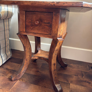 Solid Wood Accent Table with Plank Design and Small Drawer - M363