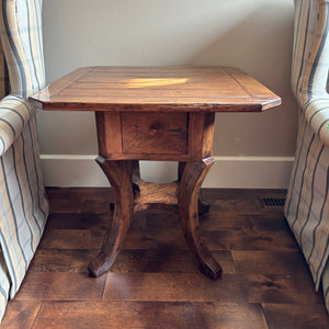 Solid Wood Accent Table with Plank Design and Small Drawer - M363