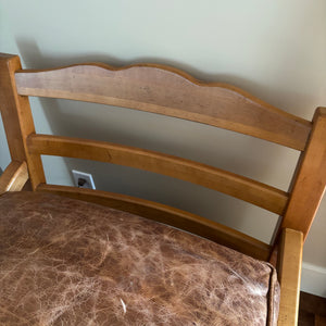 Genuine Leather Arm Chair with Deep Seat and Solid Wood Frame - M366