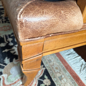 Genuine Leather Arm Chair with Deep Seat and Solid Wood Frame - M366